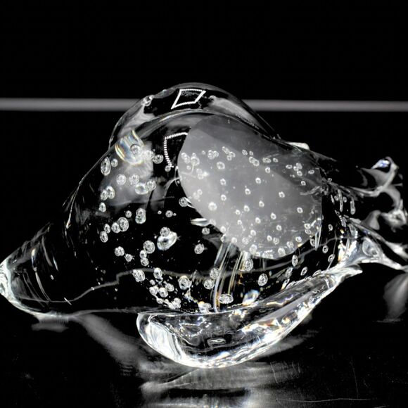 Vintage Art Glass Bird Figurine Clear Hand Blown Controlled Bubble Sculpture - Picture 4 of 7